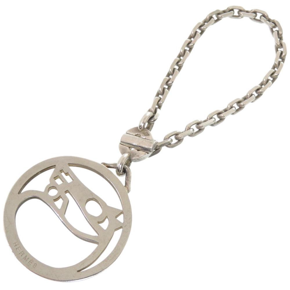 エルメス シュバル ホース チャーム キーホルダー メタル シルバー 0910【中古】HERMES