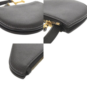 美品 クリスチャンディオール サドル レザー ブラック コインケース キーポーチ 黒 0925【中古】Christian Dior