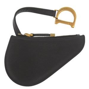 美品 クリスチャンディオール サドル レザー ブラック コインケース キーポーチ 黒 0925【中古】Christian Dior