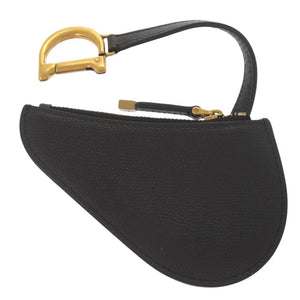 美品 クリスチャンディオール サドル レザー ブラック コインケース キーポーチ 黒 0925【中古】Christian Dior