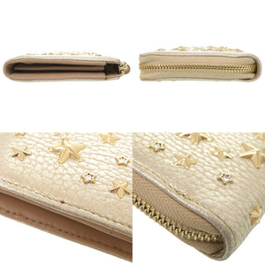 美品 ジミーチュウ スタースタッズ レザー シャンパンゴールド 長財布 0926【中古】JIMMY CHOO