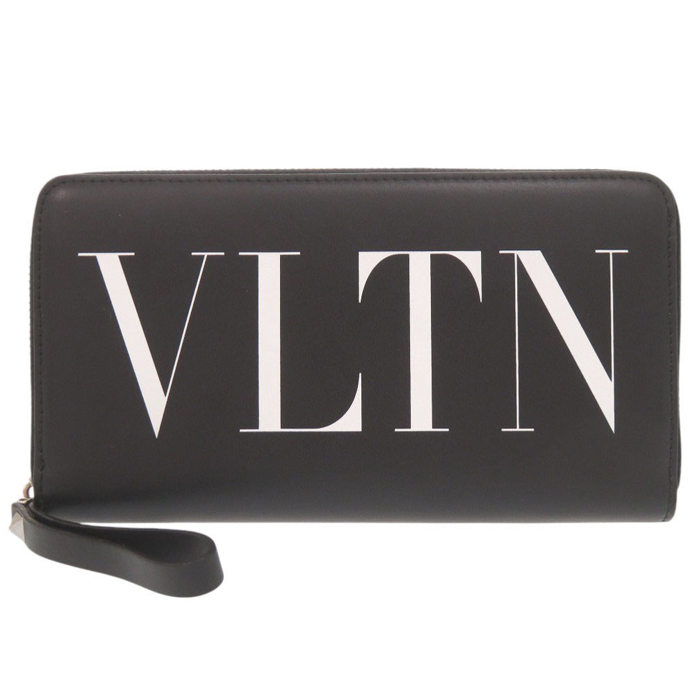新品同様 ヴァレンティノ ガラヴァーニ VLTNロゴ レザー ブラック ラウンドファスナー 長財布 黒 0927【中古】Valentino Garavani
