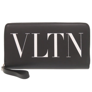新品同様 ヴァレンティノ ガラヴァーニ VLTNロゴ レザー ブラック ラウンドファスナー 長財布 黒 0927【中古】Valentino Garavani