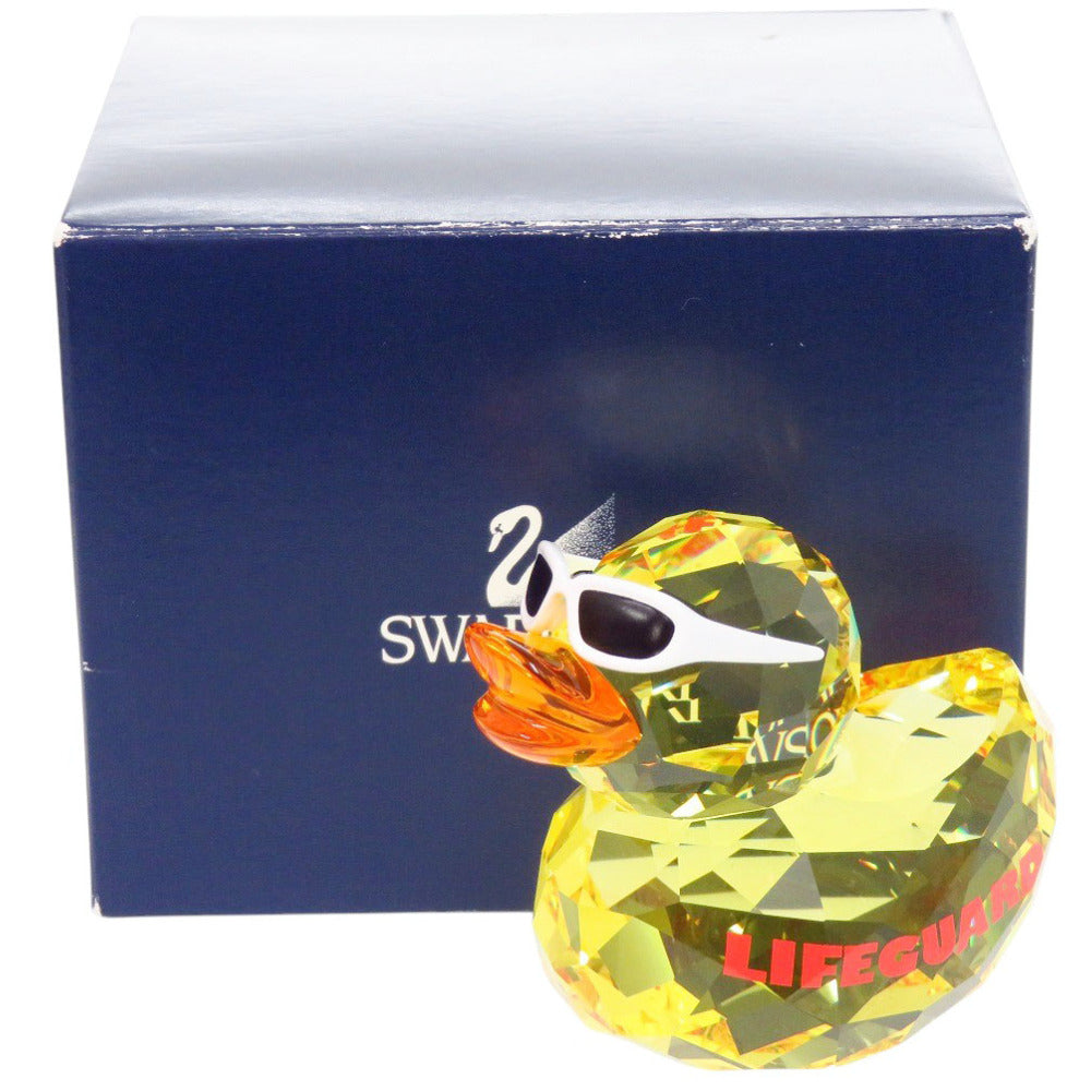 新品同様 スワロフスキー ハッピーダック ライフガード クリスタル イエロー オブジェ 黄 0934【中古】SWAROVSKI