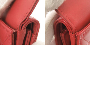 新品同様 シャネル 2.55 コンパクトウォレット レザー 26番台 レッド 三つ折り財布 赤 0935【中古】CHANEL