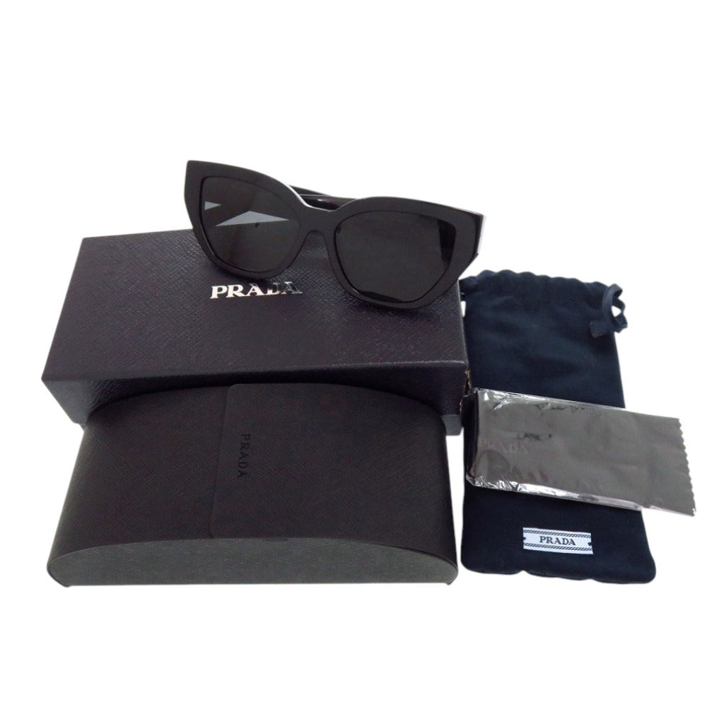 プラダ SPRA09 キャットアイ ロゴ ブラック プラスチック サングラス 黒 0940【中古】PRADA