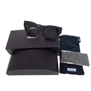 プラダ SPRA09 キャットアイ ロゴ ブラック プラスチック サングラス 黒 0940【中古】PRADA
