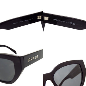 プラダ SPRA09 キャットアイ ロゴ ブラック プラスチック サングラス 黒 0940【中古】PRADA