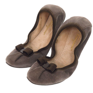 美品 サルヴァトーレフェラガモ バレエシューズ MY JOY リボン スウェード ブラウン 0942【中古】Salvatore Ferragamo