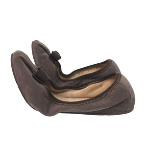 美品 サルヴァトーレフェラガモ バレエシューズ MY JOY リボン スウェード ブラウン 0942【中古】Salvatore Ferragamo
