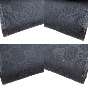 新品同様 グッチ 112716 GGキャンバス レザー ブラック 黒 Wホック財布 財布 0944【中古】GUCCI