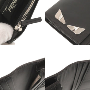 新品同様 フェンディ モンスター レザー ブラック 長財布 黒 0947【中古】FENDI