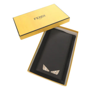 新品同様 フェンディ モンスター レザー ブラック 長財布 黒 0947【中古】FENDI