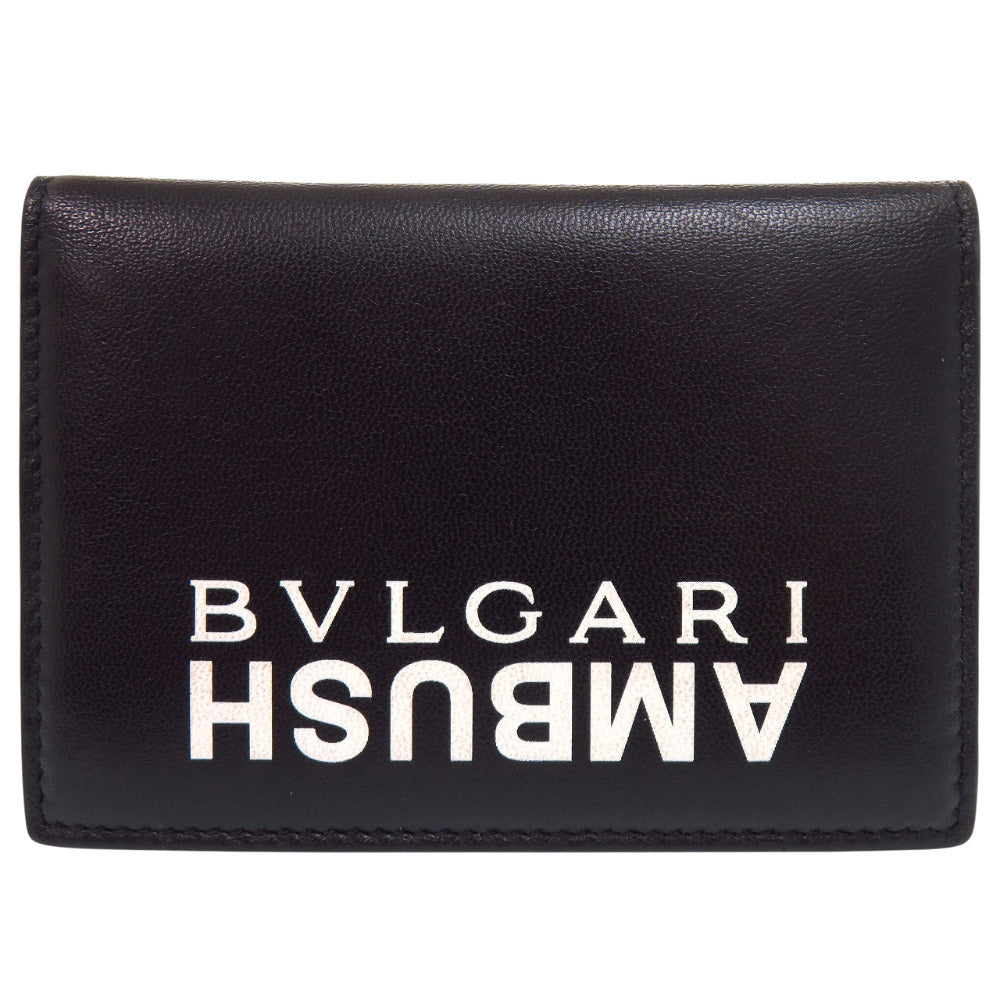美品 ブルガリ アンブッシュコラボ 65414109 レザー ブラック カードケース 黒 0949【中古】BVLGARI メンズ