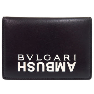 美品 ブルガリ アンブッシュコラボ 65414109 レザー ブラック カードケース 黒 0949【中古】BVLGARI メンズ