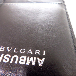 美品 ブルガリ アンブッシュコラボ 65414109 レザー ブラック カードケース 黒 0949【中古】BVLGARI メンズ