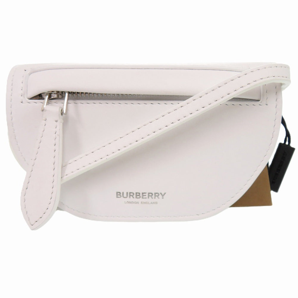 美品 バーバリー ミニオリンピア カーフ ホワイト マイクロショルダー ショルダーバッグ 白 0952【中古】BURBERRY