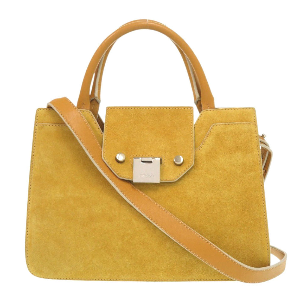 ジミーチュウ スウェード イエロー 2way ハンドバッグ ショルダーバッグ 0958【中古】JIMMY CHOO