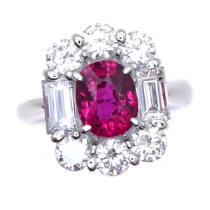 美品 ルビー2.20ct ダイヤ2.43ct Pt900 リング GIA鑑別書 指輪 タイ産 プラチナ ダイヤモンド 12号 レッド 0972【中古】 レディース