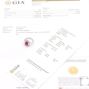 美品 ルビー2.20ct ダイヤ2.43ct Pt900 リング GIA鑑別書 指輪 タイ産 プラチナ ダイヤモンド 12号 レッド 0972【中古】 レディース