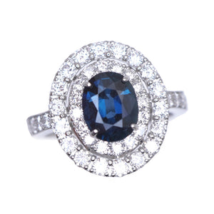 美品 サファイア1.148ct ダイヤ1.635ct Pt950 リング 指輪 プラチナ/サファイア/ダイヤモンド 12号 ブルー 0973【中古】レディース