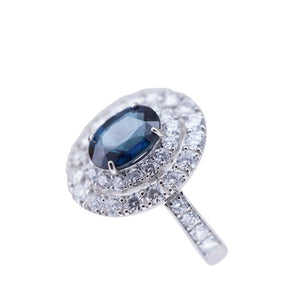 美品 サファイア1.148ct ダイヤ1.635ct Pt950 リング 指輪 プラチナ/サファイア/ダイヤモンド 12号 ブルー 0973【中古】レディース