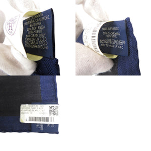 新品同様 エルメス カレ140 PARCOURS SANS FAUTE 完璧なコース 242992S カシミヤ シルク マリン スカーフ 青 0999【中古】HERMES