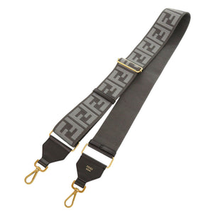 美品 フェンディ ストラップユー ズッカ柄 キャンバス レザー グレー ショルダーストラップ 1027【中古】FENDI