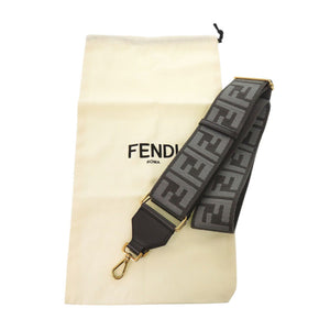 美品 フェンディ ストラップユー ズッカ柄 キャンバス レザー グレー ショルダーストラップ 1027【中古】FENDI