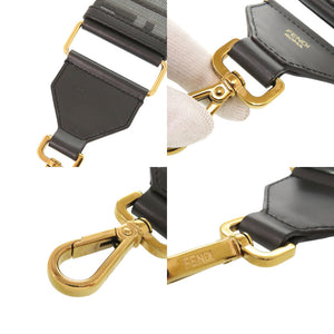 美品 フェンディ ストラップユー ズッカ柄 キャンバス レザー グレー ショルダーストラップ 1027【中古】FENDI