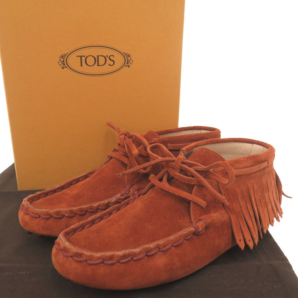 新品同様 トッズ GOMMINI POLACCO FRANGIA ゴンミーニ フリンジ サイズ35(22cm) スエード ブラウン モカシン 靴 1054【中古】TOD’S