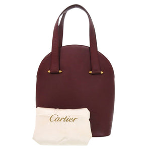 カルティエ マストライン レザー ボルドー ハンドバッグ 赤 1084【中古】CARTIER