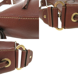 美品 ブルガリ ワンショルダーバッグ レザー ブラウン ハンドバッグ 1089【中古】BVLGARI