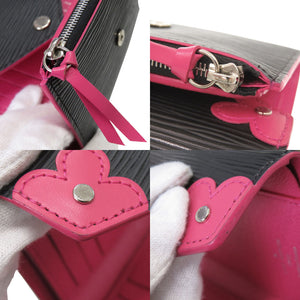 美品 ルイ ヴィトン ポルトフォイユ ヴィクトリーヌ エピ M62980 ブラック ピンク 三つ折り財布 LV 1097【中古】LOUIS VUITTON