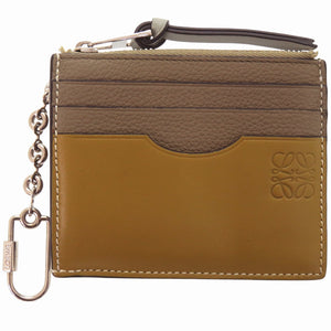 美品 ロエベ アナグラム スクエア キーフック付き C821B35X01 カーフ カーキ コインケース 財布 1227【中古】LOEWE