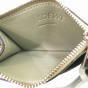美品 ロエベ アナグラム スクエア キーフック付き C821B35X01 カーフ カーキ コインケース 財布 1227【中古】LOEWE