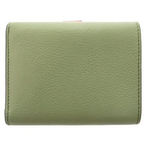 美品 ロエベ アナグラム スモール ウォレット ec23393 カーフ グリーン 三つ折り財布 緑 1228【中古】LOEWE