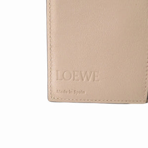 美品 ロエベ アナグラム スモール ウォレット ec23393 カーフ グリーン 三つ折り財布 緑 1228【中古】LOEWE