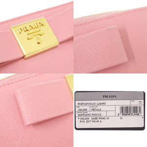 未使用 プラダ サフィアーノ ラウンドファスナー 1ML506 レザー ピンク 長財布 1236【中古】PRADA