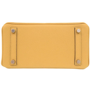 未使用品 エルメス バーキン25 トゴ パイユ シルバー金具 G刻印 ハンドバッグ 黄 1239【中古】HERMES