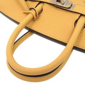 未使用品 エルメス バーキン25 トゴ パイユ シルバー金具 G刻印 ハンドバッグ 黄 1239【中古】HERMES