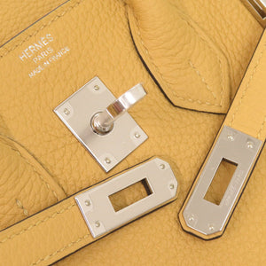 未使用品 エルメス バーキン25 トゴ パイユ シルバー金具 G刻印 ハンドバッグ 黄 1239【中古】HERMES