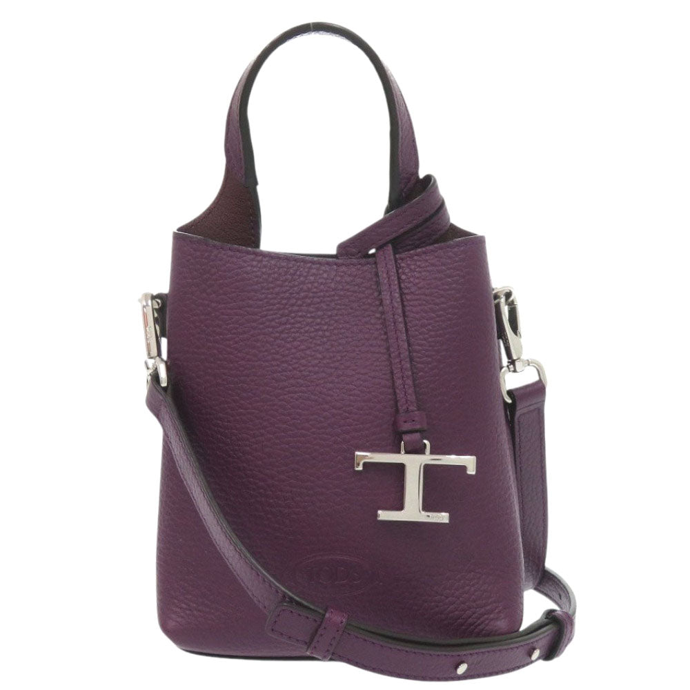 美品 トッズ Tタイムレス マイクロ XBWAPAT9000QRI レザー パープル 2way ハンドバッグ ショルダーバッグ 1257【中古】TOD’S