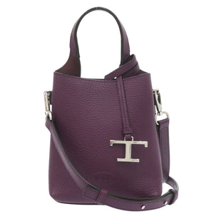 美品 トッズ Tタイムレス マイクロ XBWAPAT9000QRI レザー パープル 2way ハンドバッグ ショルダーバッグ 1257【中古】TOD’S