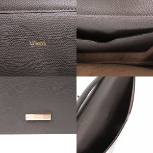 美品 ヴァレクストラ Vライン レザー グレー ショルダーバッグ 1264【中古】Valextra メンズ