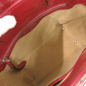 美品 トッズ ダブルT 2WAY 型押しレザー レッド ハンドバッグ 赤 1270【中古】TOD’S