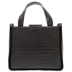 サルヴァトーレフェラガモ 型押しレザー ブラック 2WAY ハンドバッグ ショルダーバッグ 黒 1272【中古】Salvatore Ferragamo
