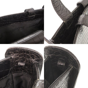 サルヴァトーレフェラガモ 型押しレザー ブラック 2WAY ハンドバッグ ショルダーバッグ 黒 1272【中古】Salvatore Ferragamo