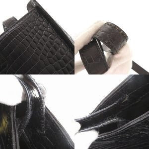 サルヴァトーレフェラガモ 型押しレザー ブラック 2WAY ハンドバッグ ショルダーバッグ 黒 1272【中古】Salvatore Ferragamo
