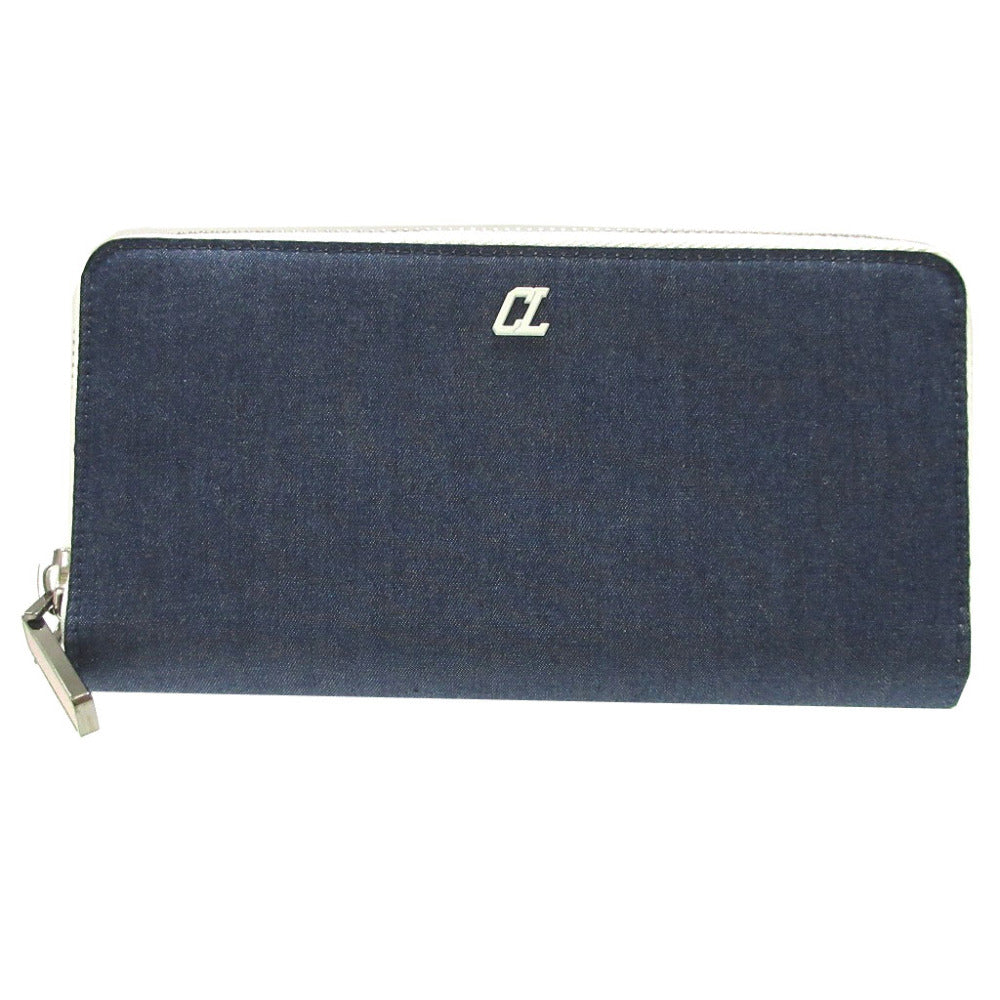 未使用 クリスチャンルブタン 1235496 デニム ブルー 青 メンズ ラウンドファスナー長財布 財布 1297【中古】Christian Louboutin